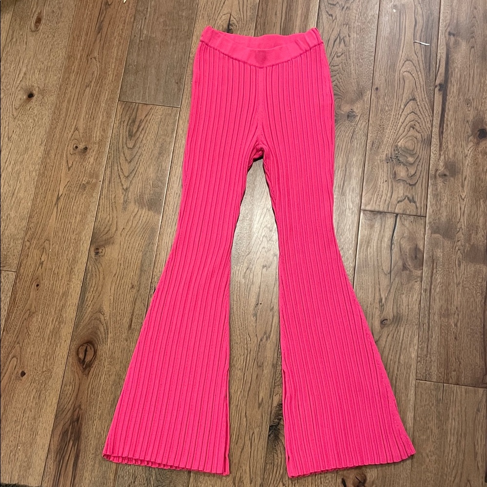 Adam Lippes x RTR High Waisted Ribbed Pants in Barbie Pink, M